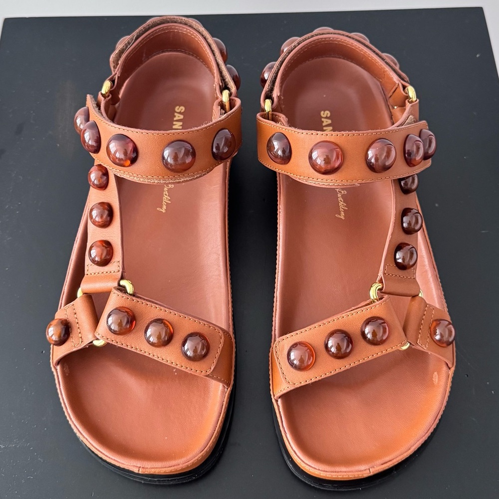 Sandro Tan Studded Sandals Like New